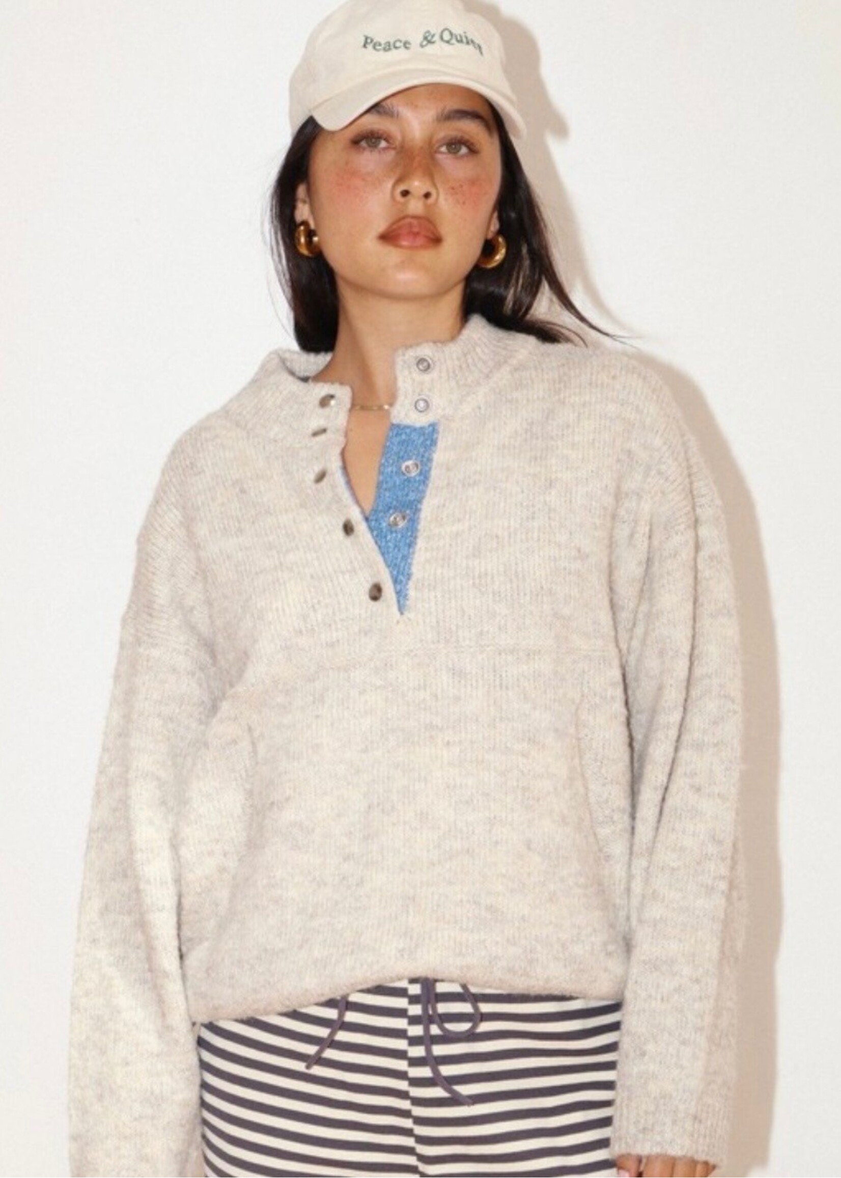 Array Two-Tone Snap Collar Sweater