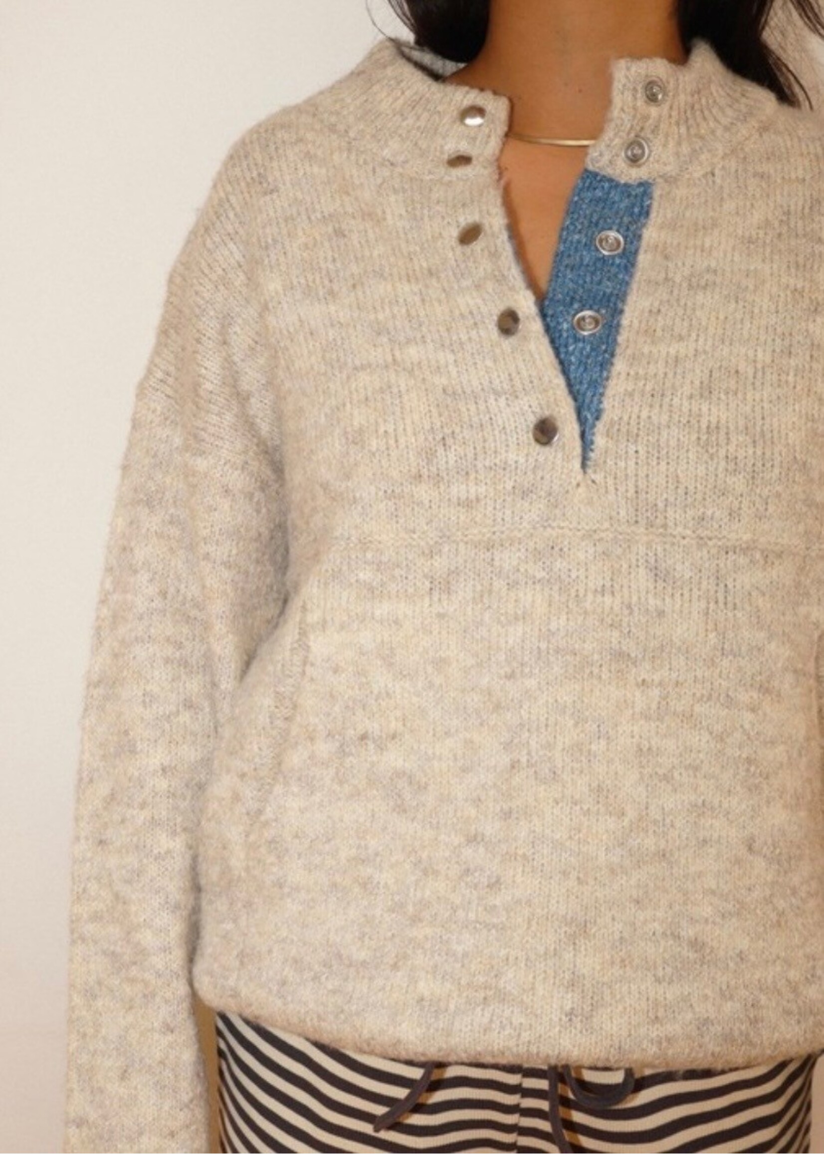 Array Two-Tone Snap Collar Sweater