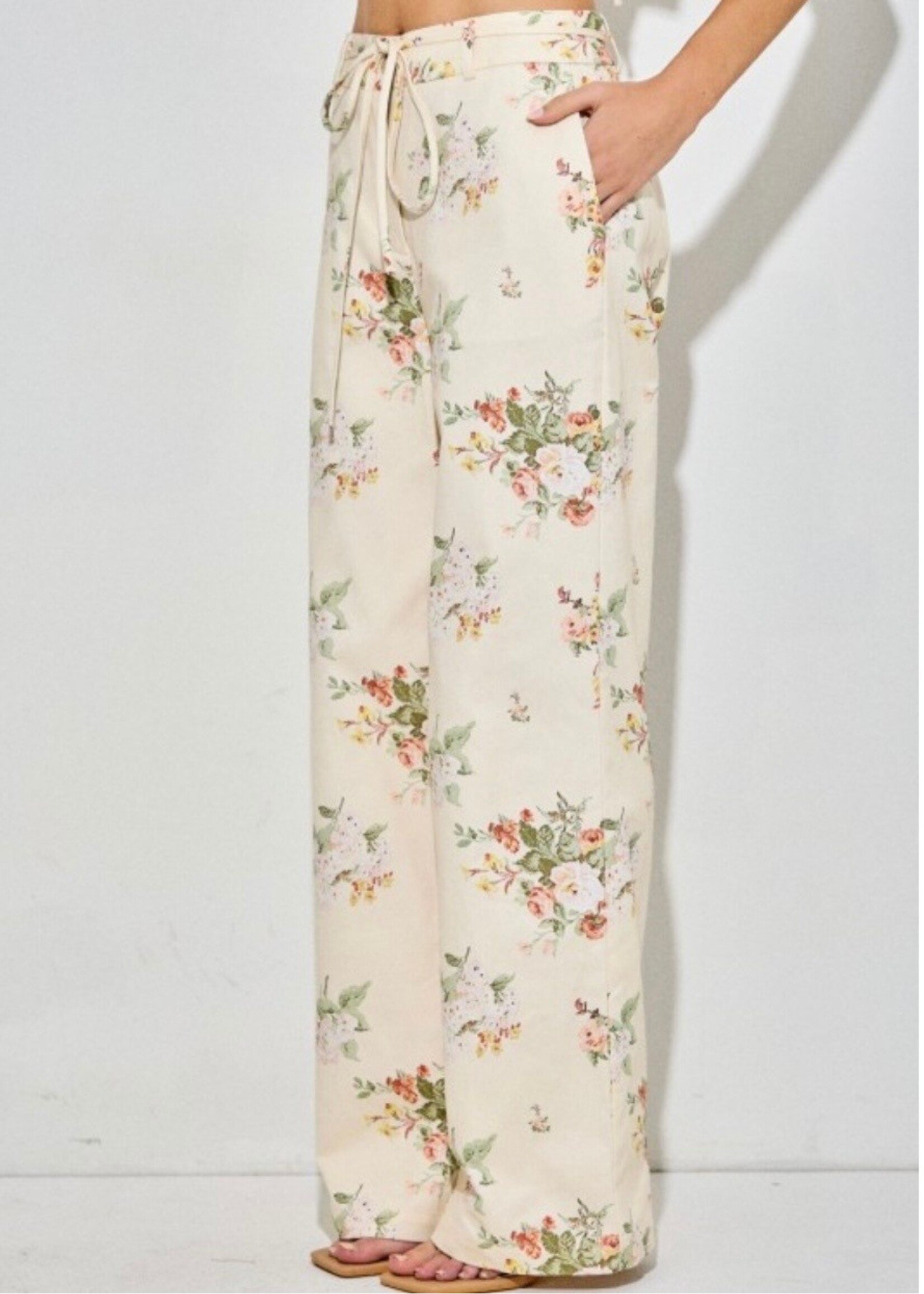 Ivory Bloom Wide Leg Pants
