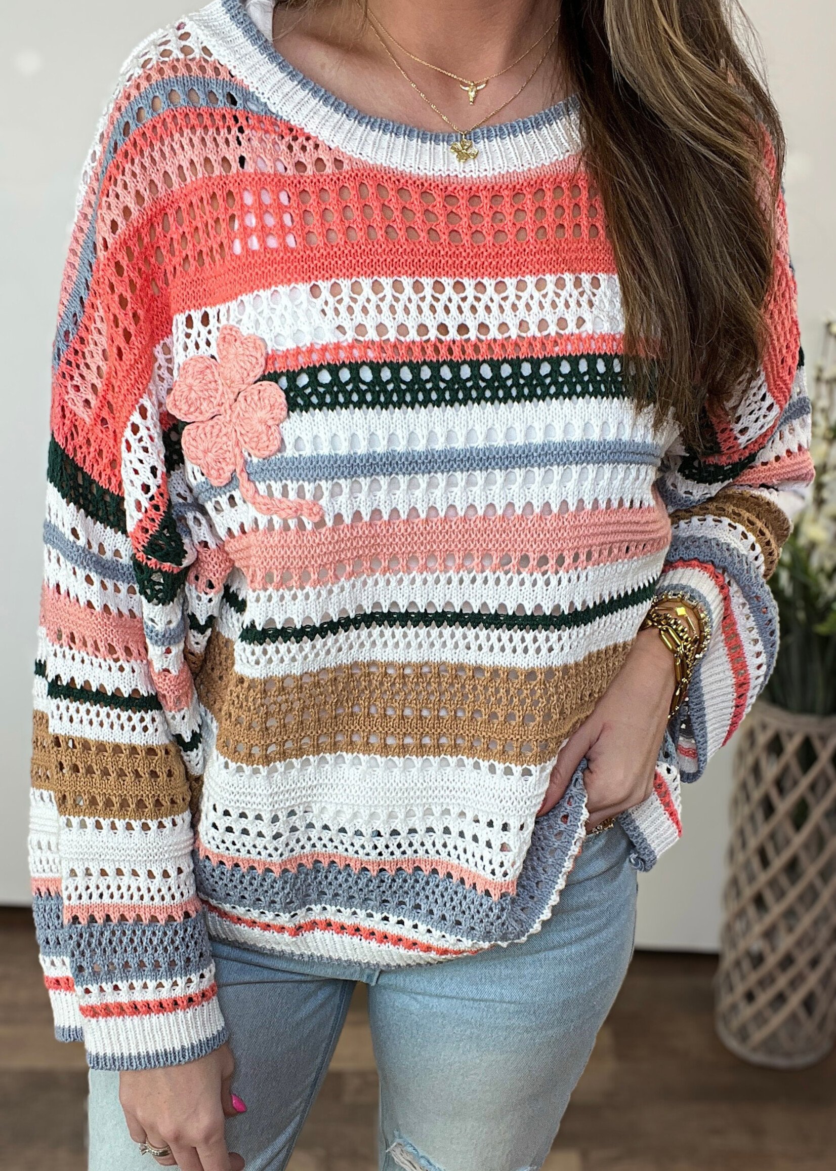 Lucky Clover Striped Sweater