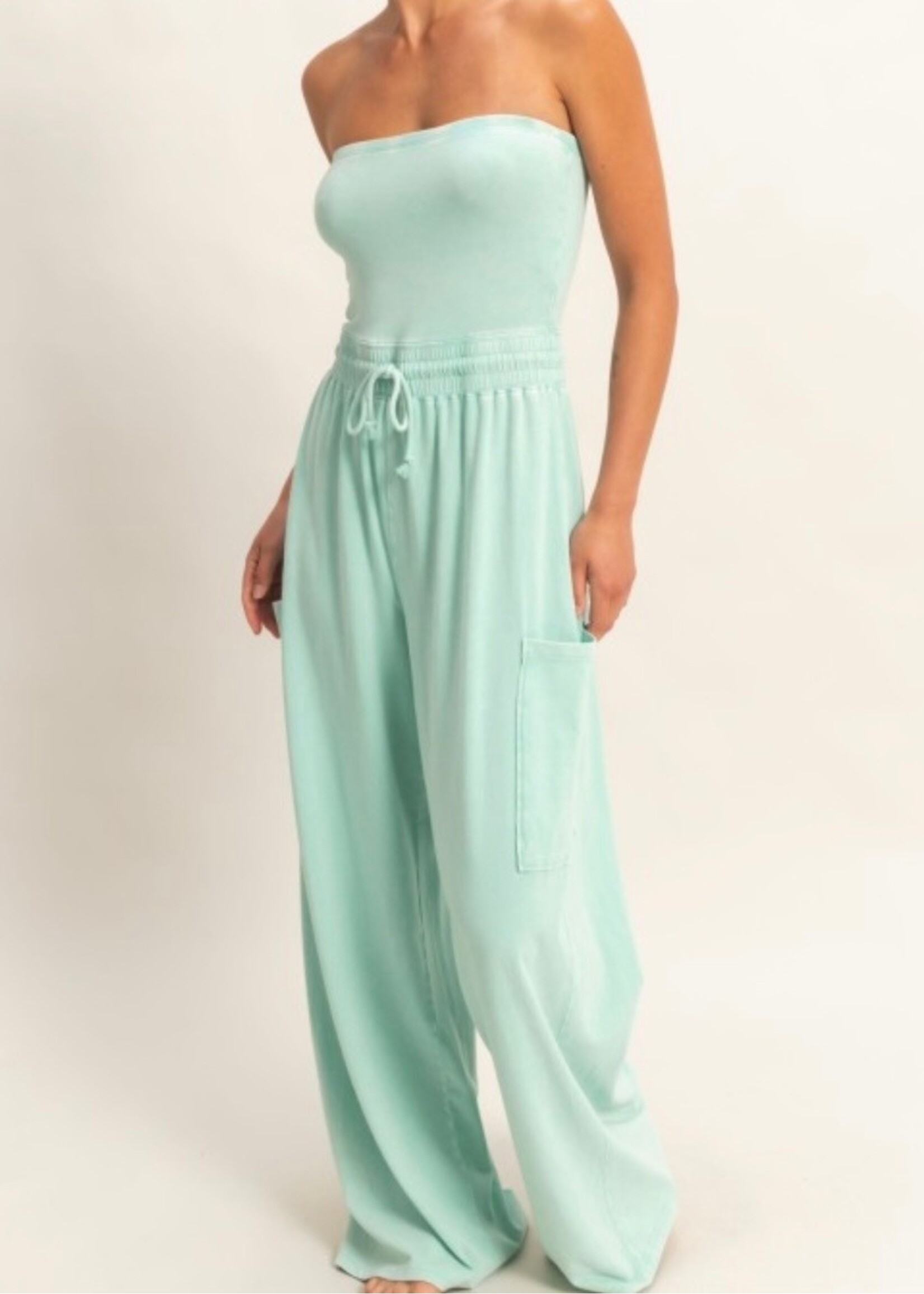 Evie Mineral Wash Strapless Jumpsuit