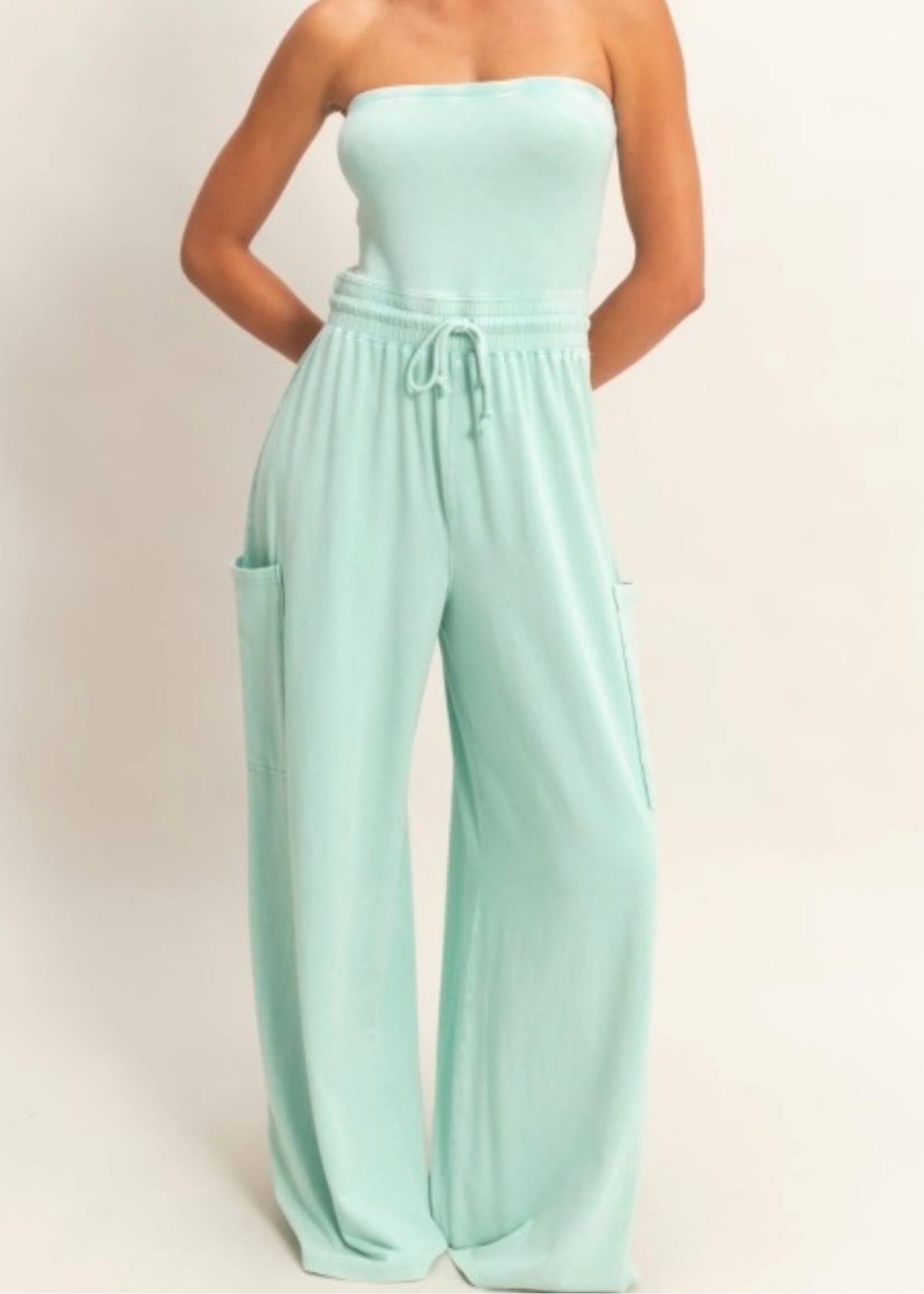 Evie Mineral Wash Strapless Jumpsuit