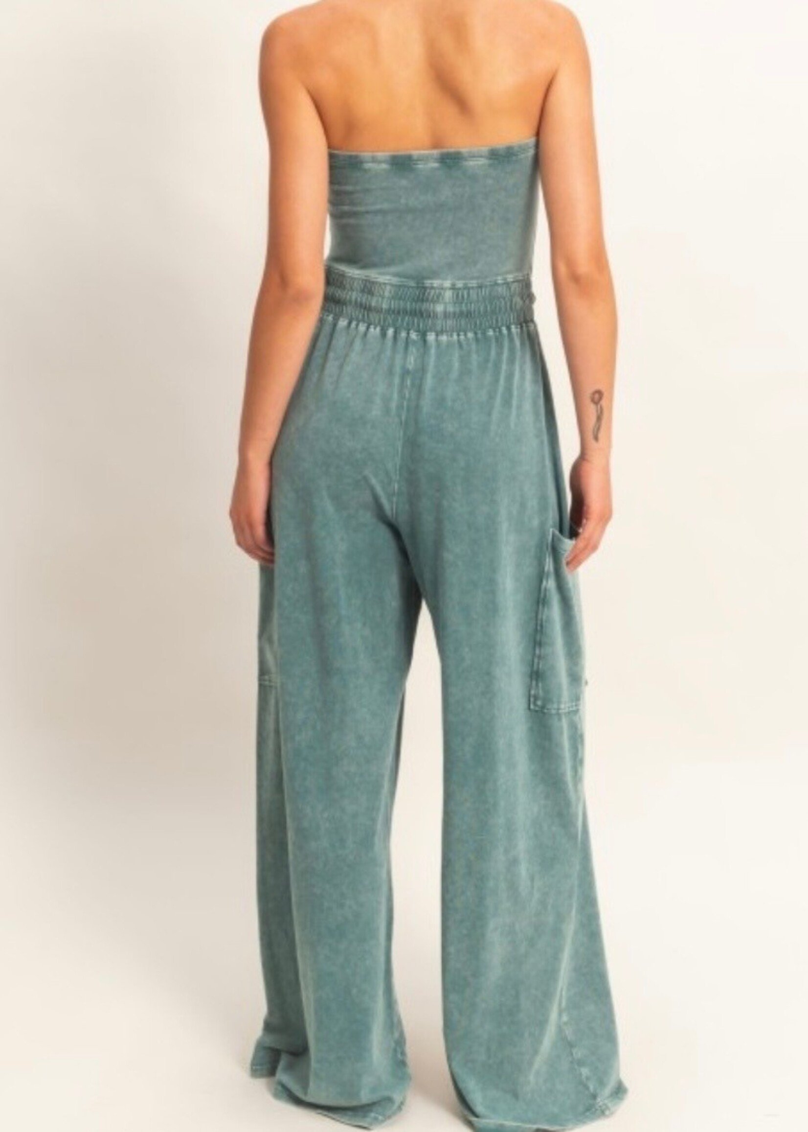 Evie Mineral Wash Strapless Jumpsuit