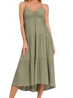 Olive Breeze Midi Dress
