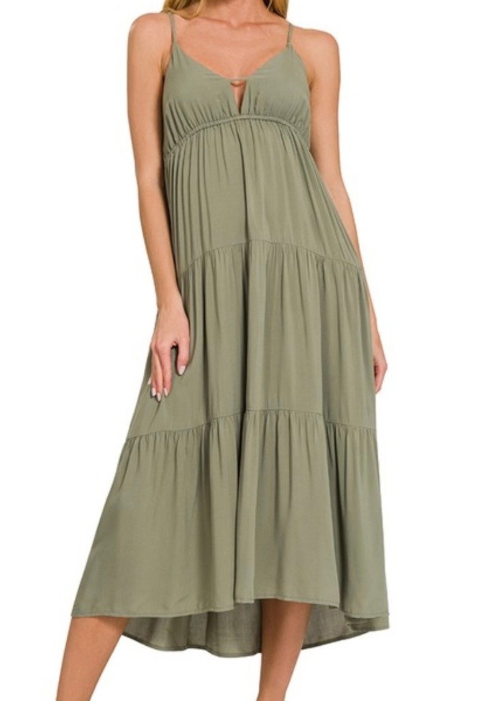Olive Breeze Midi Dress