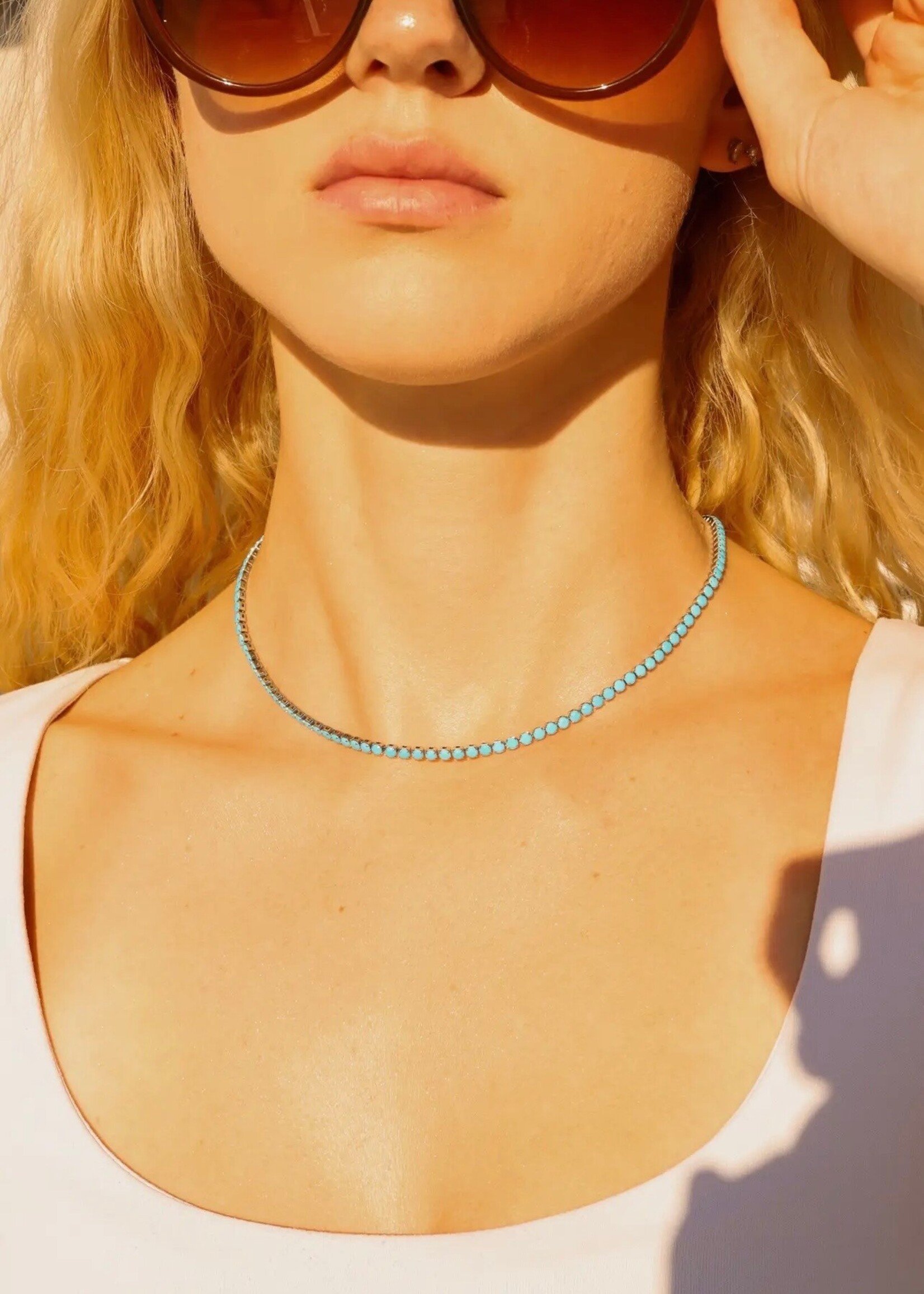 Turquoise Rhinestone Necklace