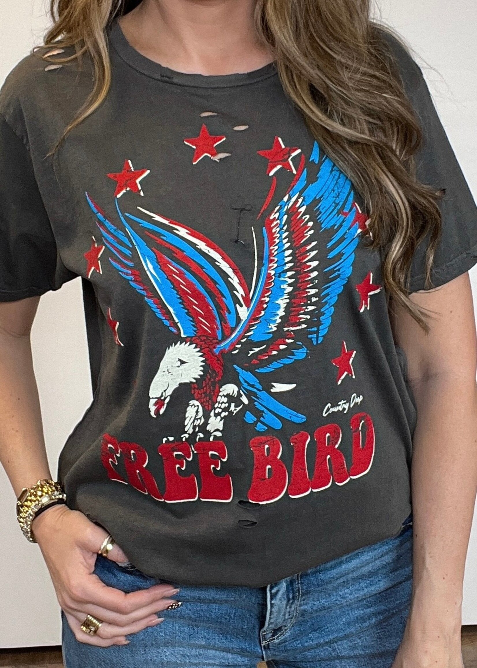 Free Bird Distressed Graphic Tee