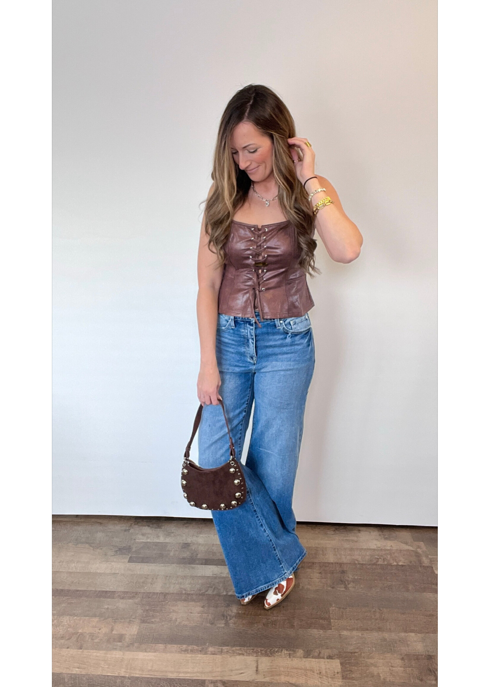 Main Stage Faux Leather Top