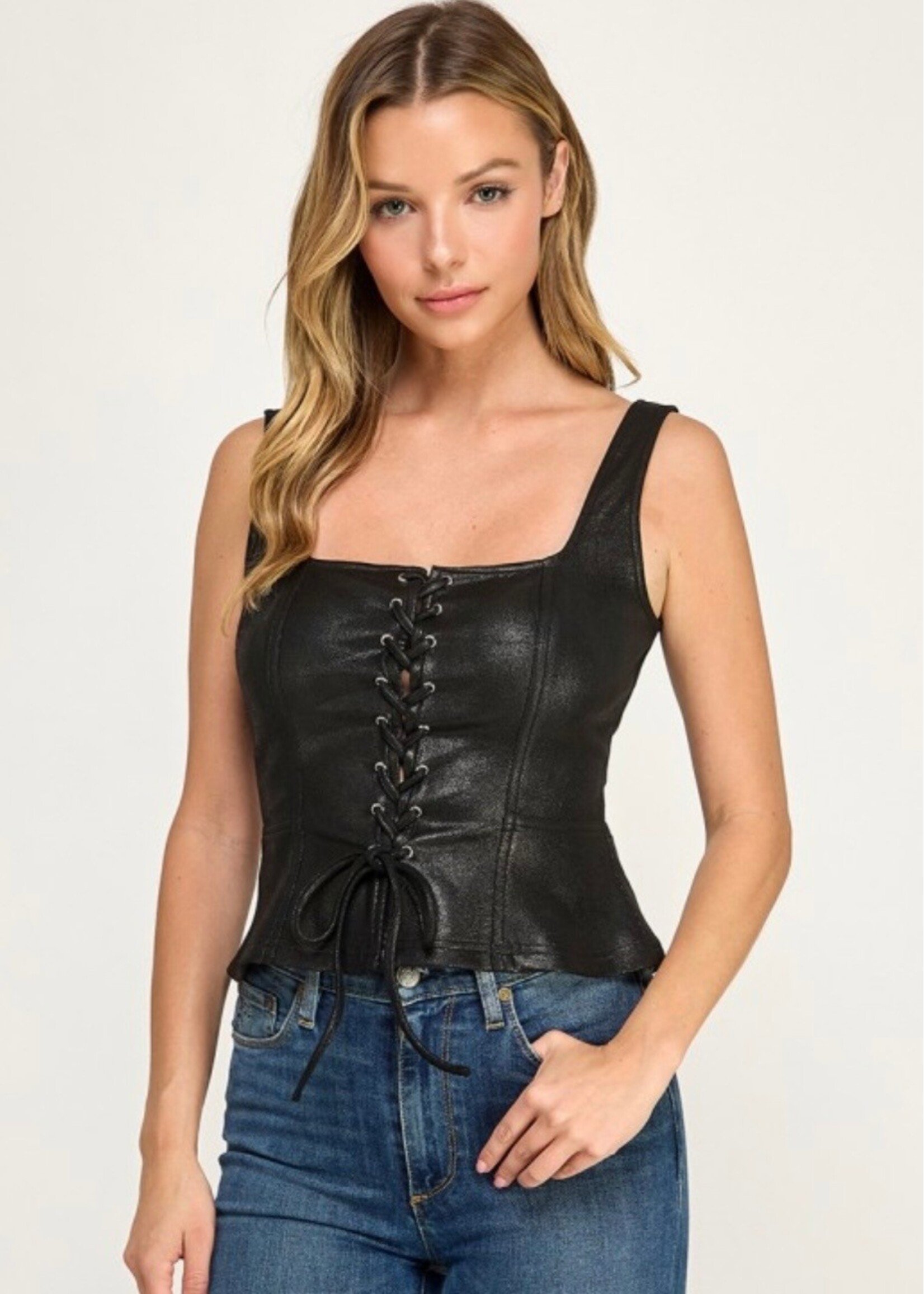 Main Stage Faux Leather Top