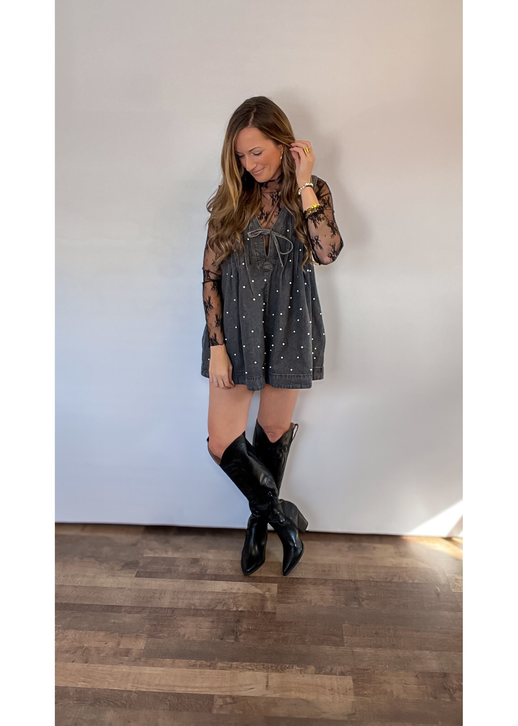 Backstage Rebel Pearl Denim Romper