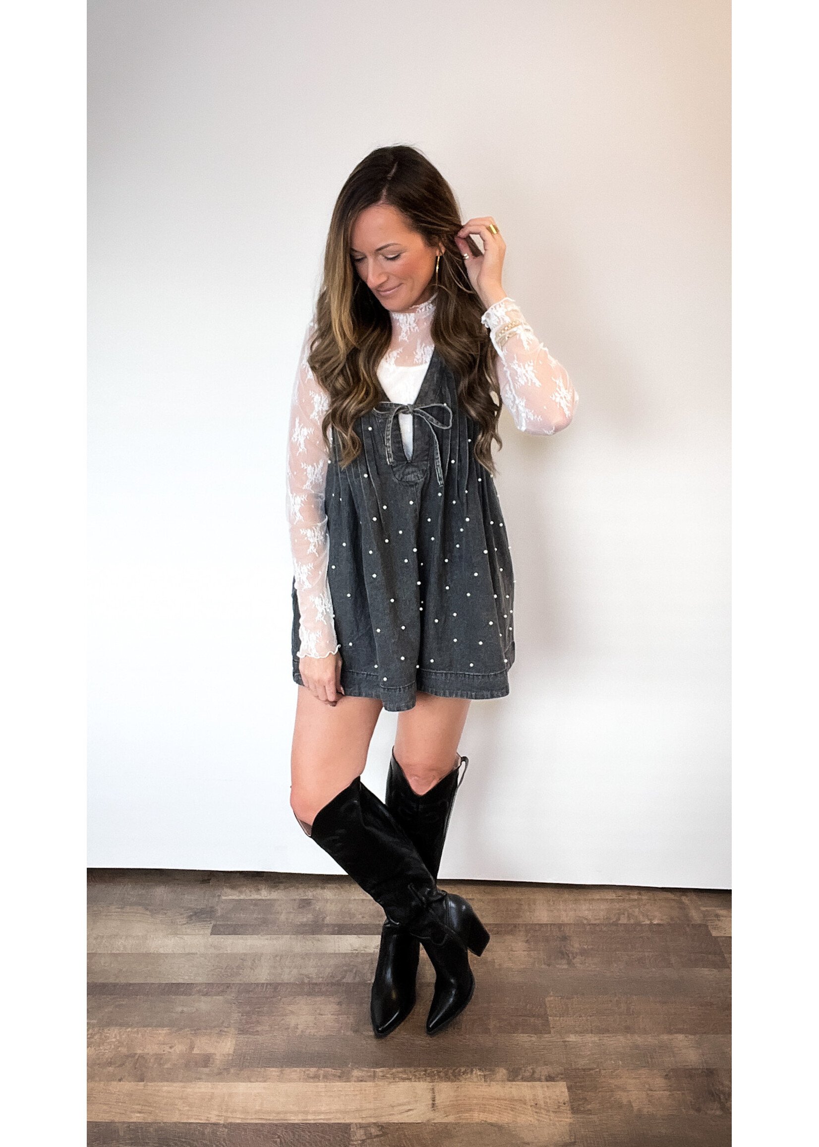 Backstage Rebel Pearl Denim Romper