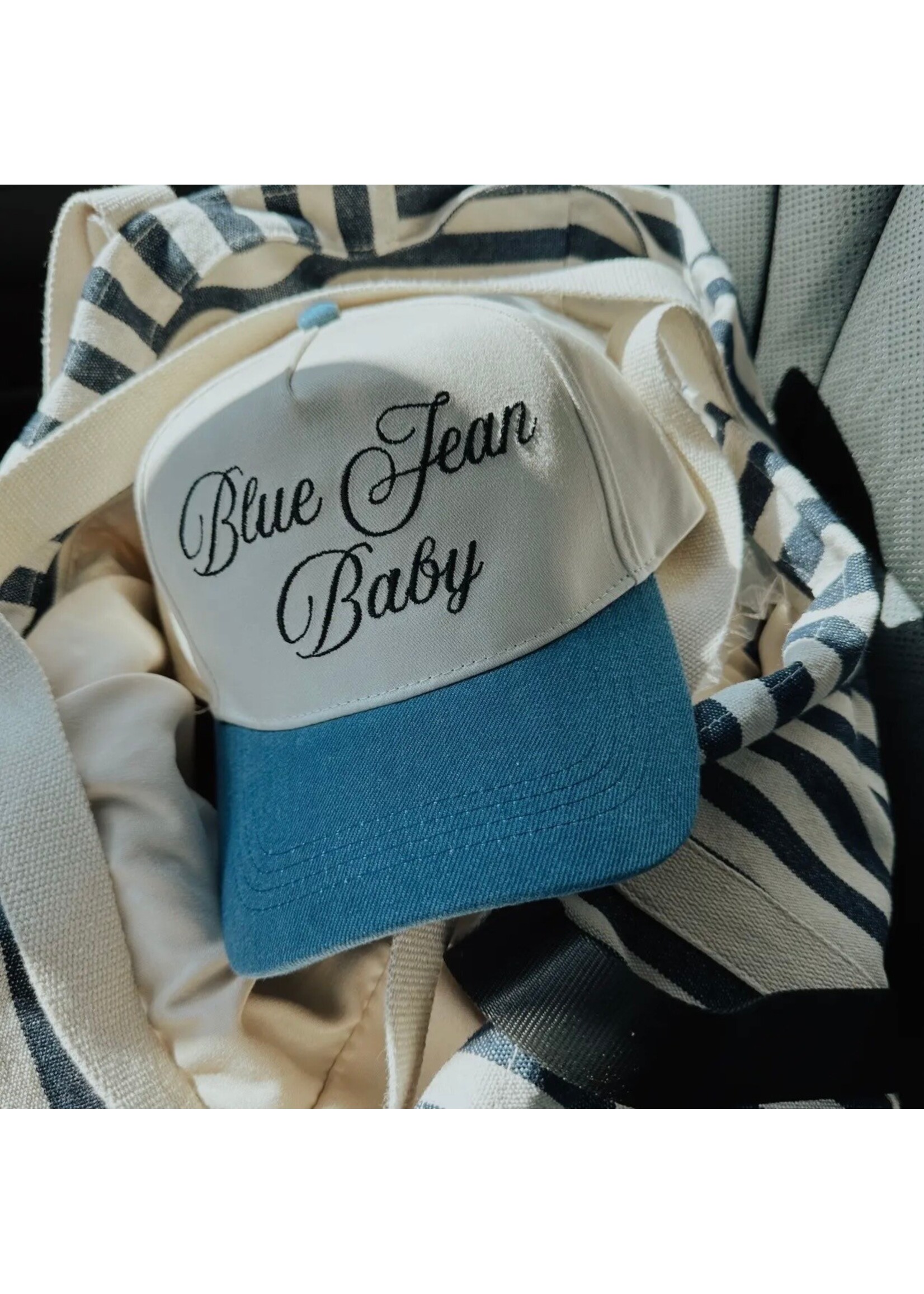 Blue Jean Baby Embroidered Hat