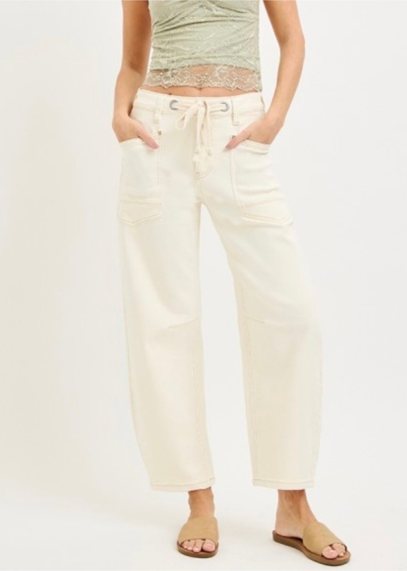 Ivory Drift Crop Barrel Pants