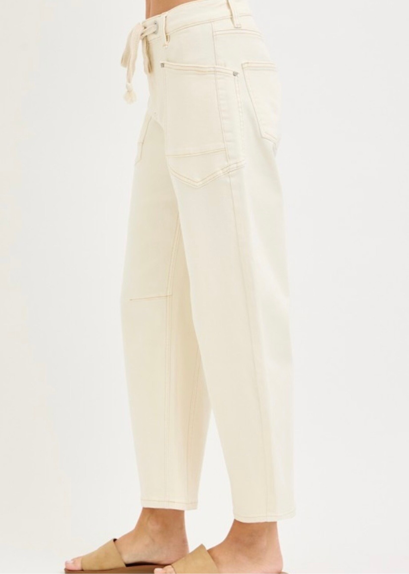Ivory Drift Crop Barrel Pants