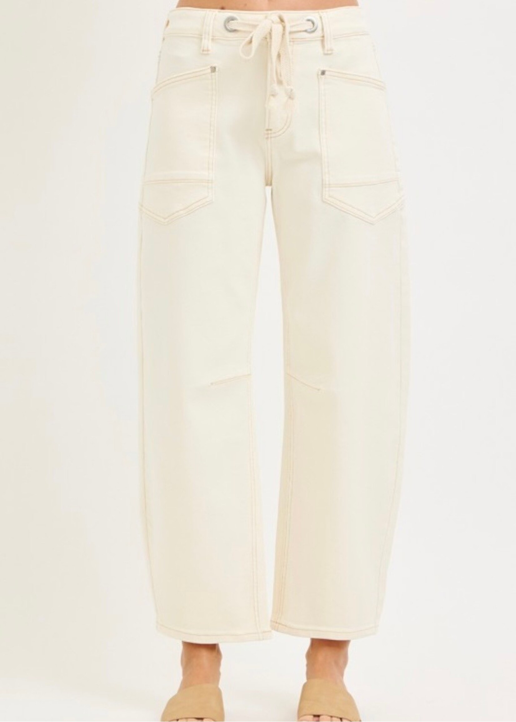 Ivory Drift Crop Barrel Pants