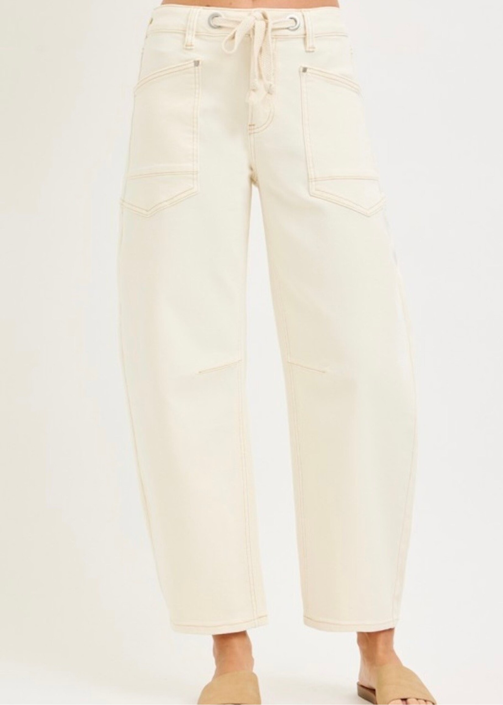 Ivory Drift Crop Barrel Pants