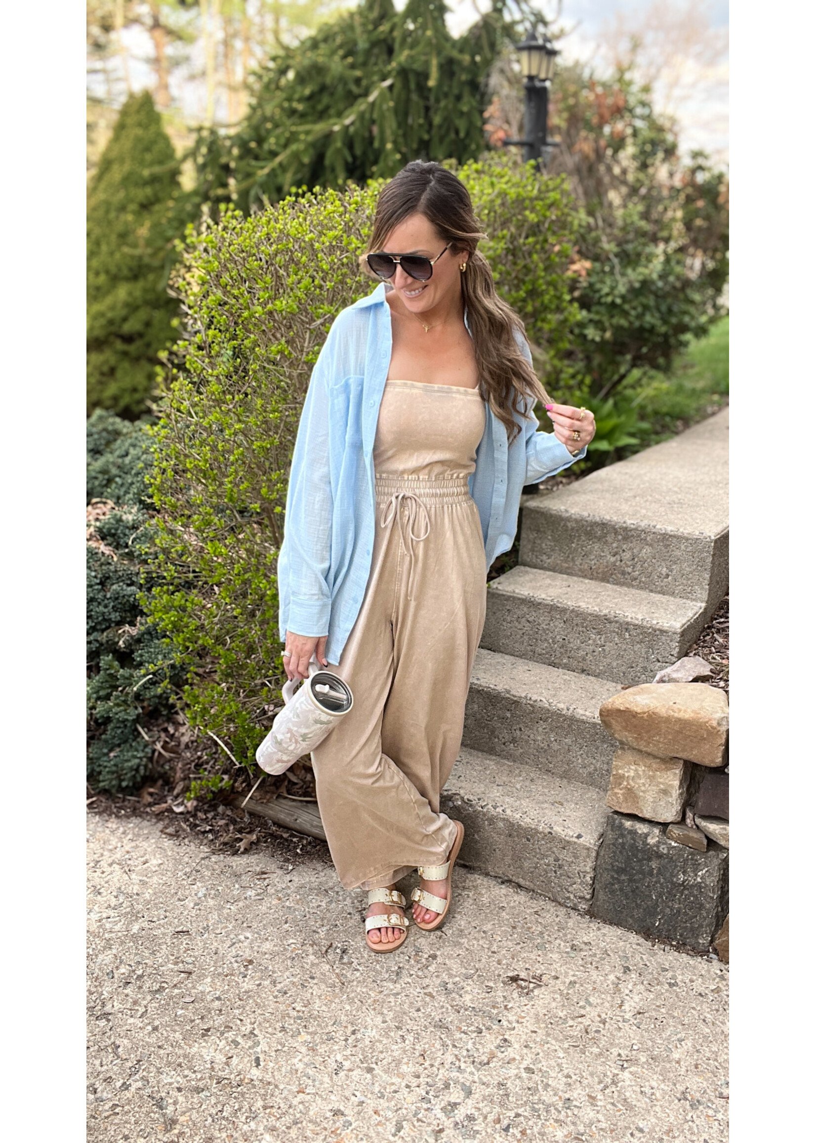 Skies Are Blue Oversized Button Down