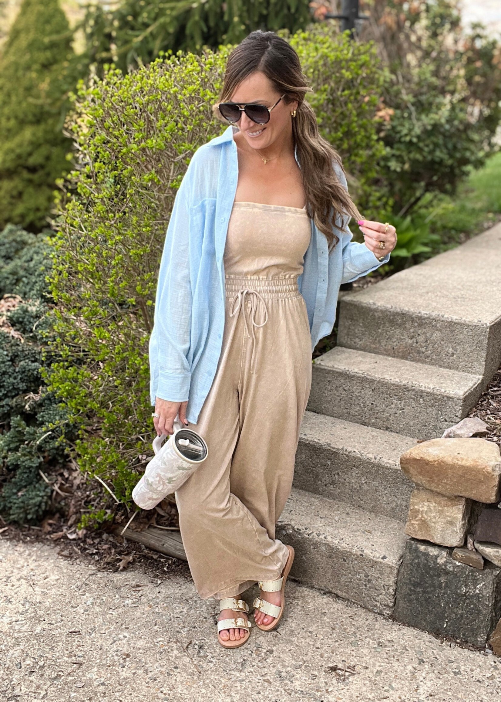 Evie Mineral Wash Strapless Jumpsuit