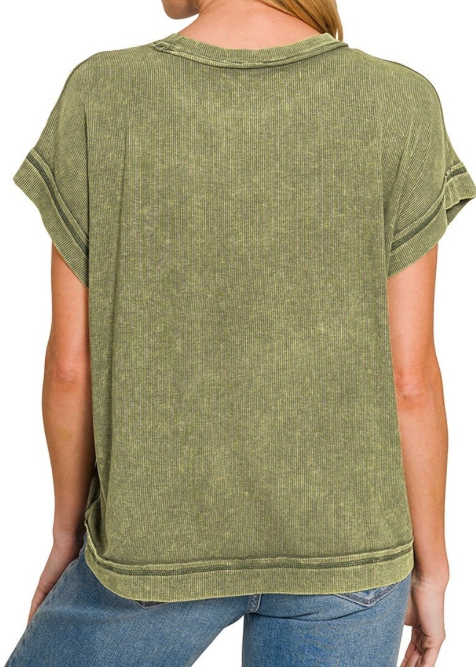 Rae Ribbed Acid Wash Tee