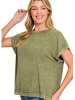 Rae Ribbed Acid Wash Tee