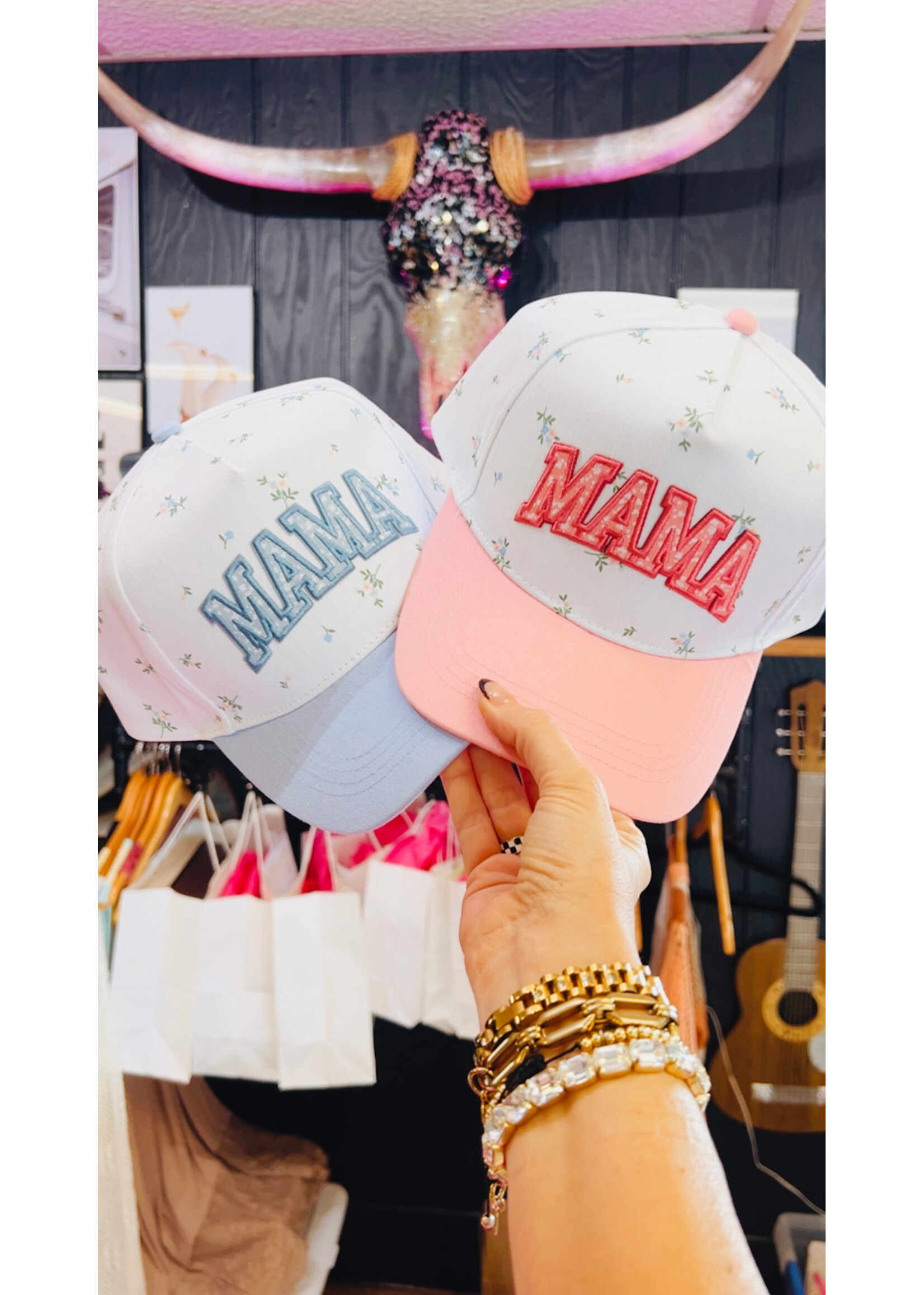 Embroidered Mama Floral Hat