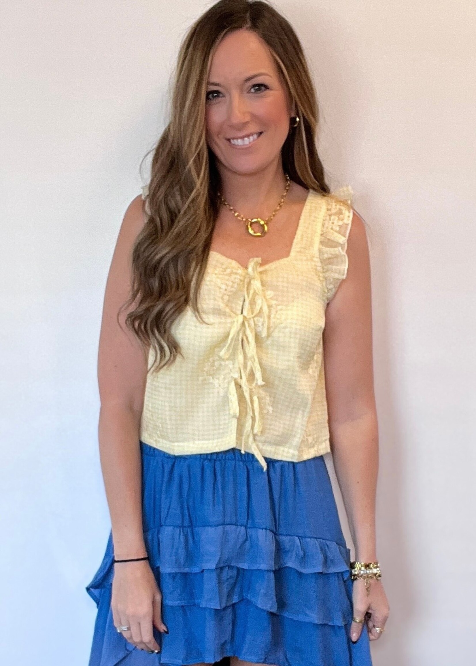 Laurel Embroidered Gingham Top