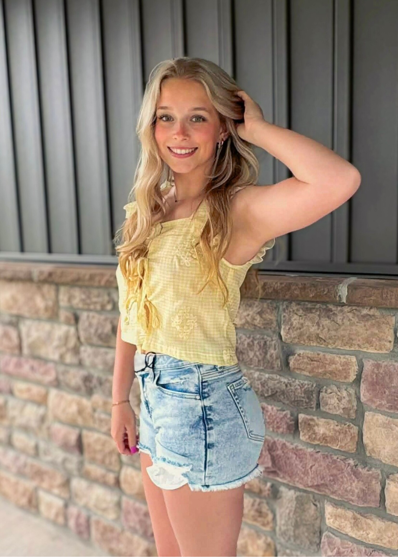 Laurel Embroidered Gingham Top