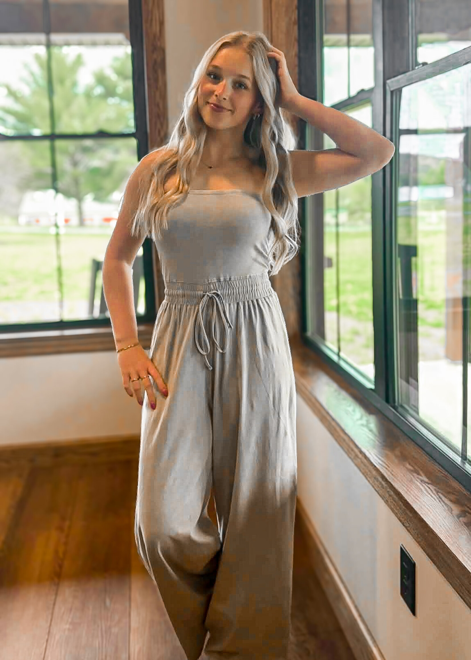Evie Mineral Wash Strapless Jumpsuit