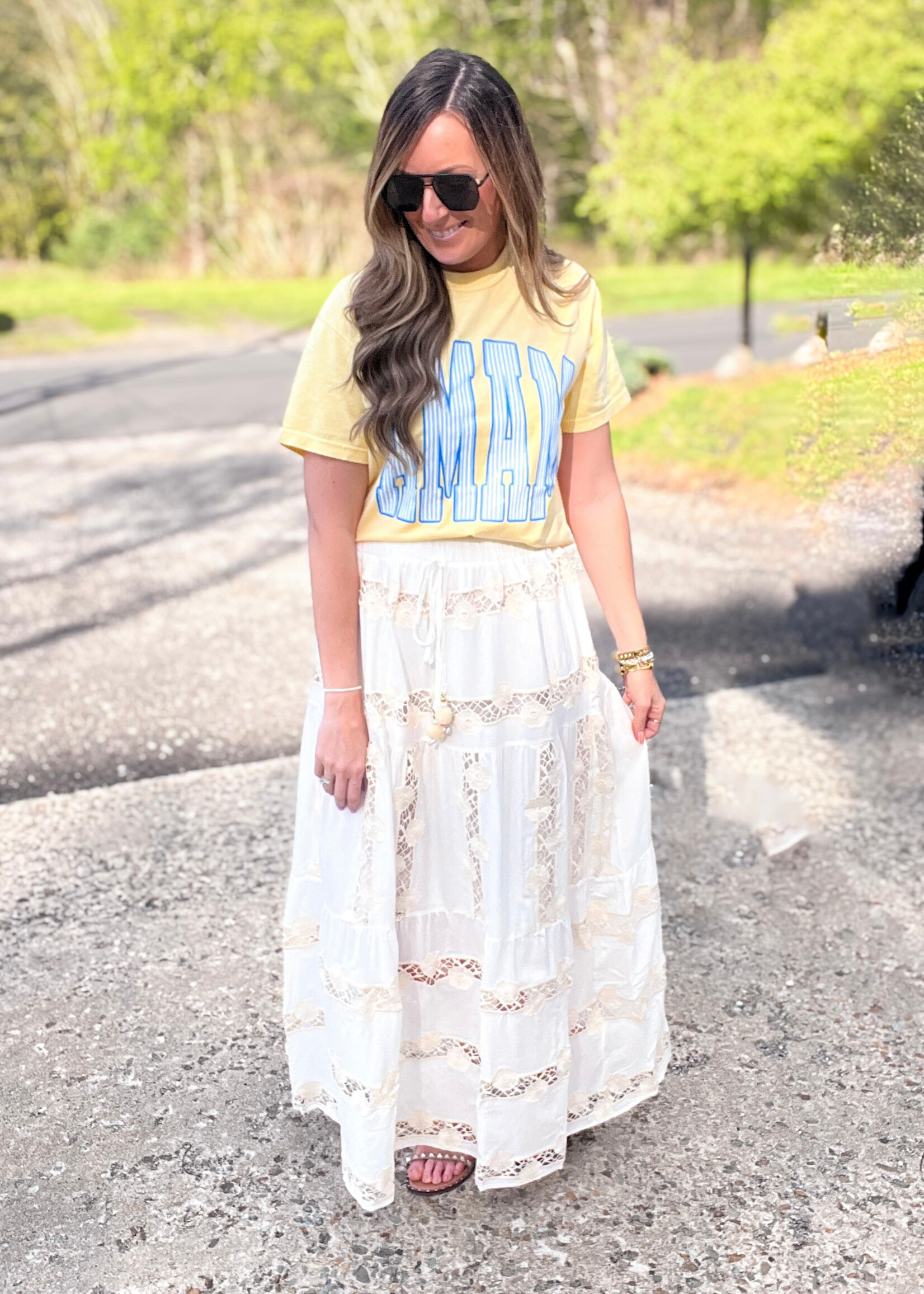 Ivory Lace Crochet Maxi Skirt