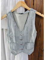 County Line Striped Denim Vest
