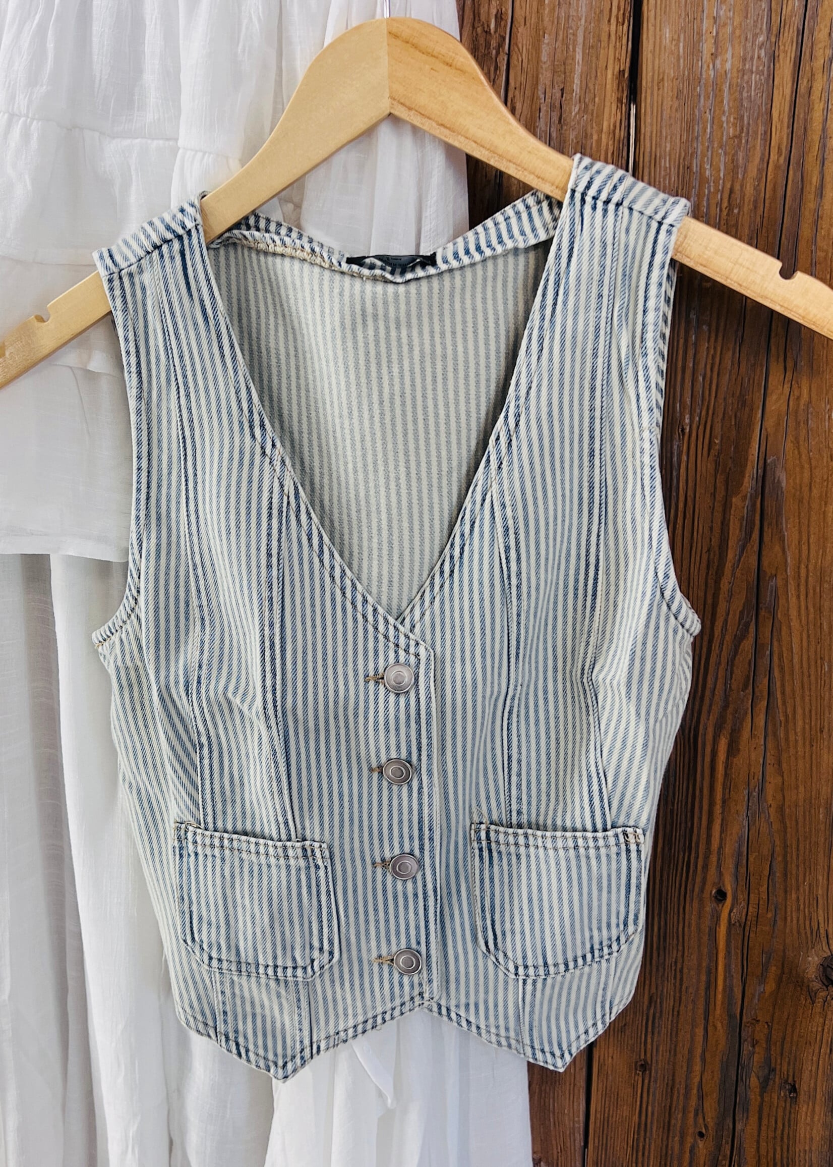 County Line Striped Denim Vest