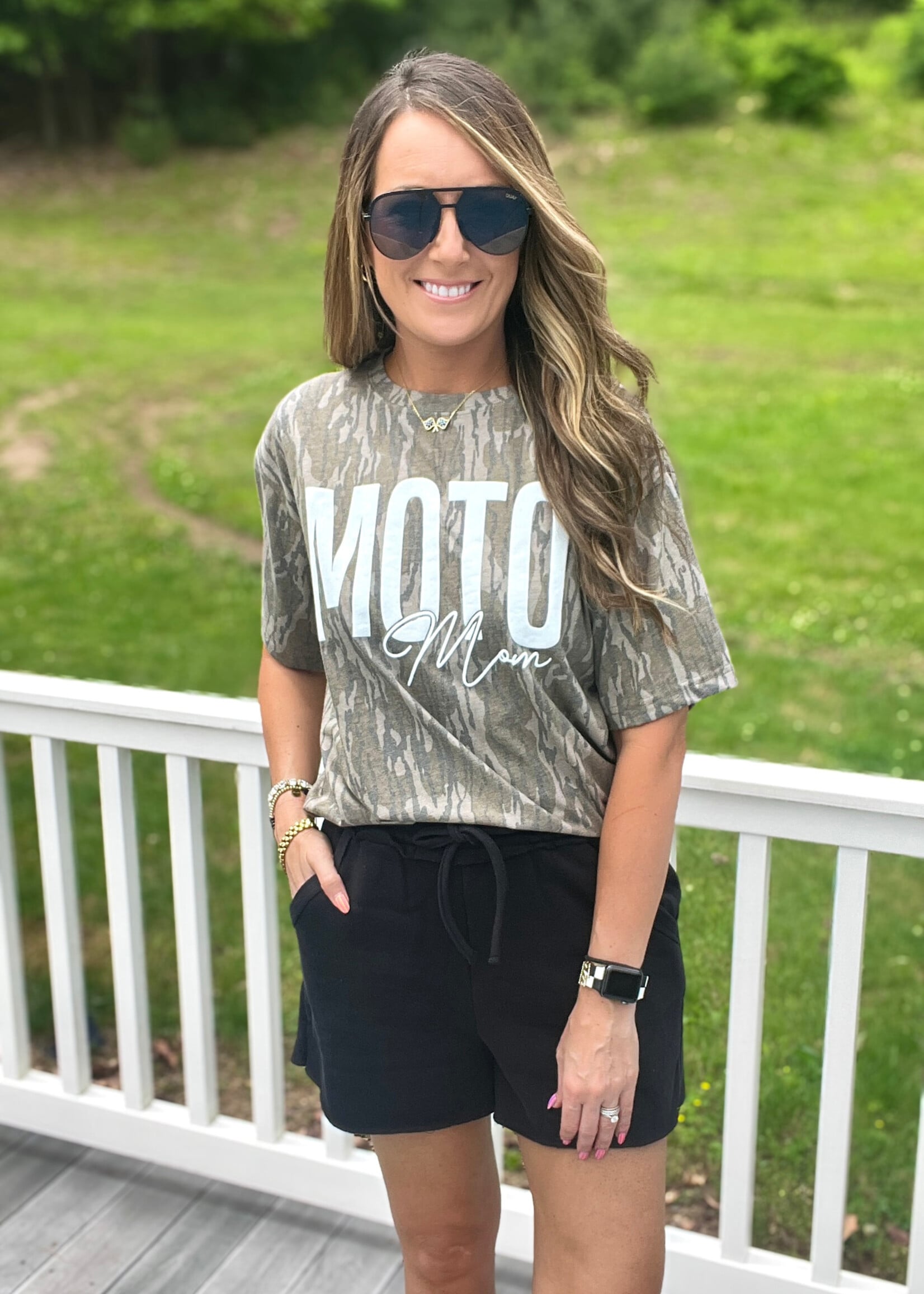 Moto Mom Camo Graphic Tee