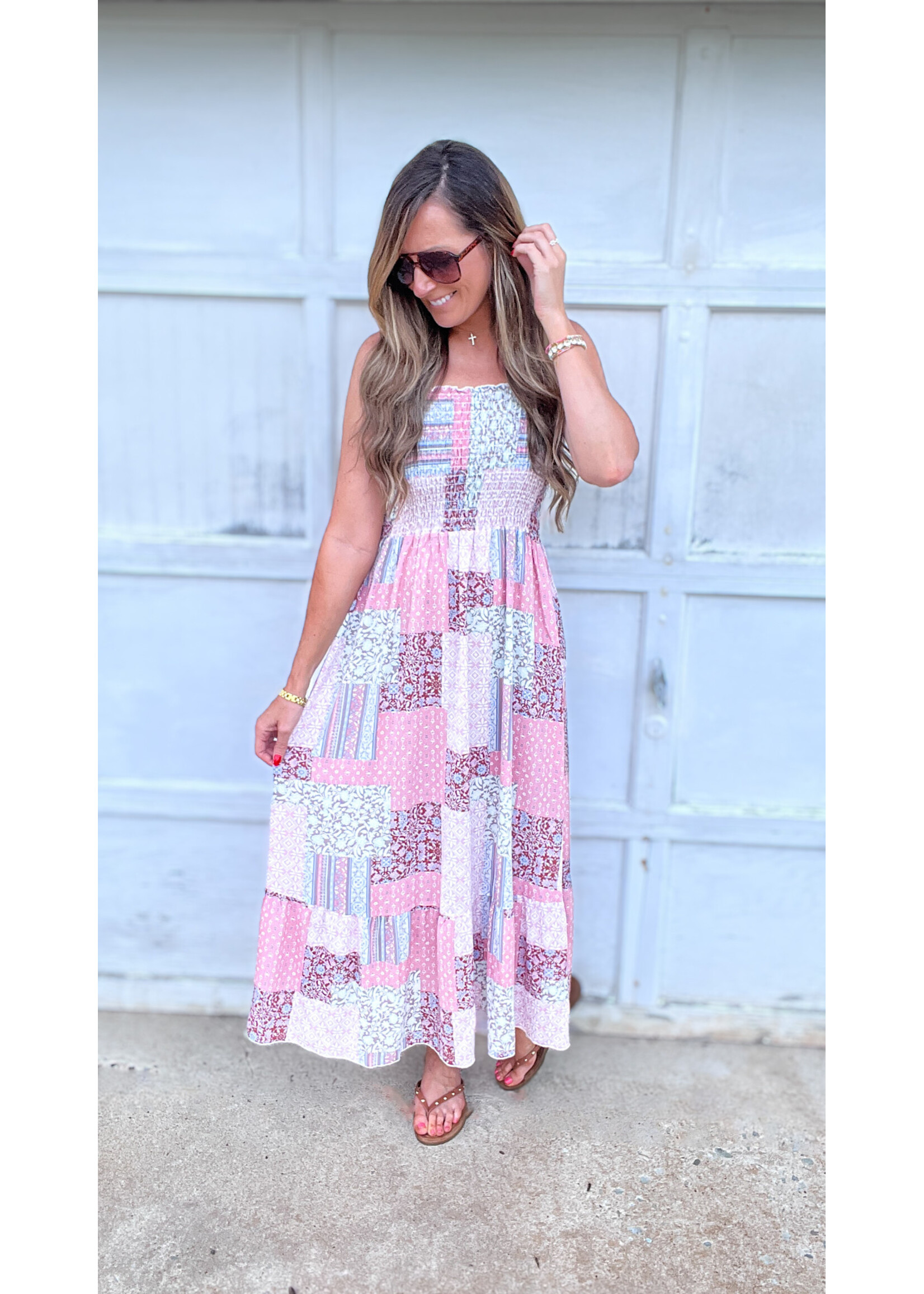 Dusty Rose Patchwork Dress