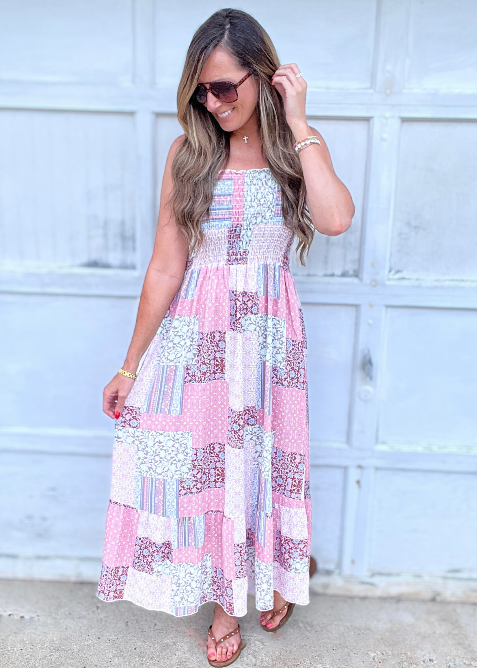 Dusty Rose Patchwork Dress