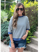 Ocean Waves Striped Knit Top