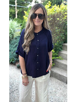 In Time Frayed Button Down Top