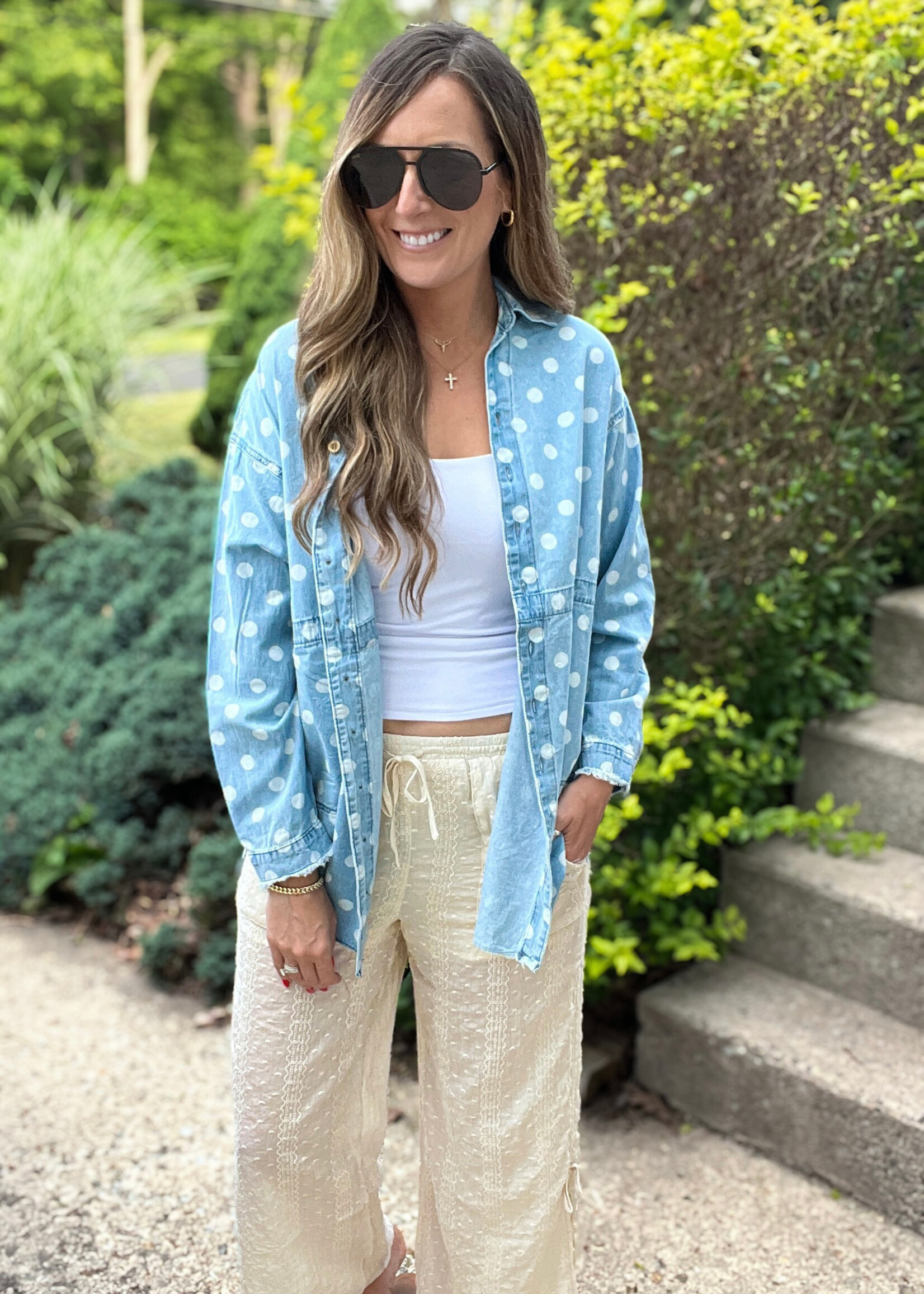 Polka Dot Chambray Jacket