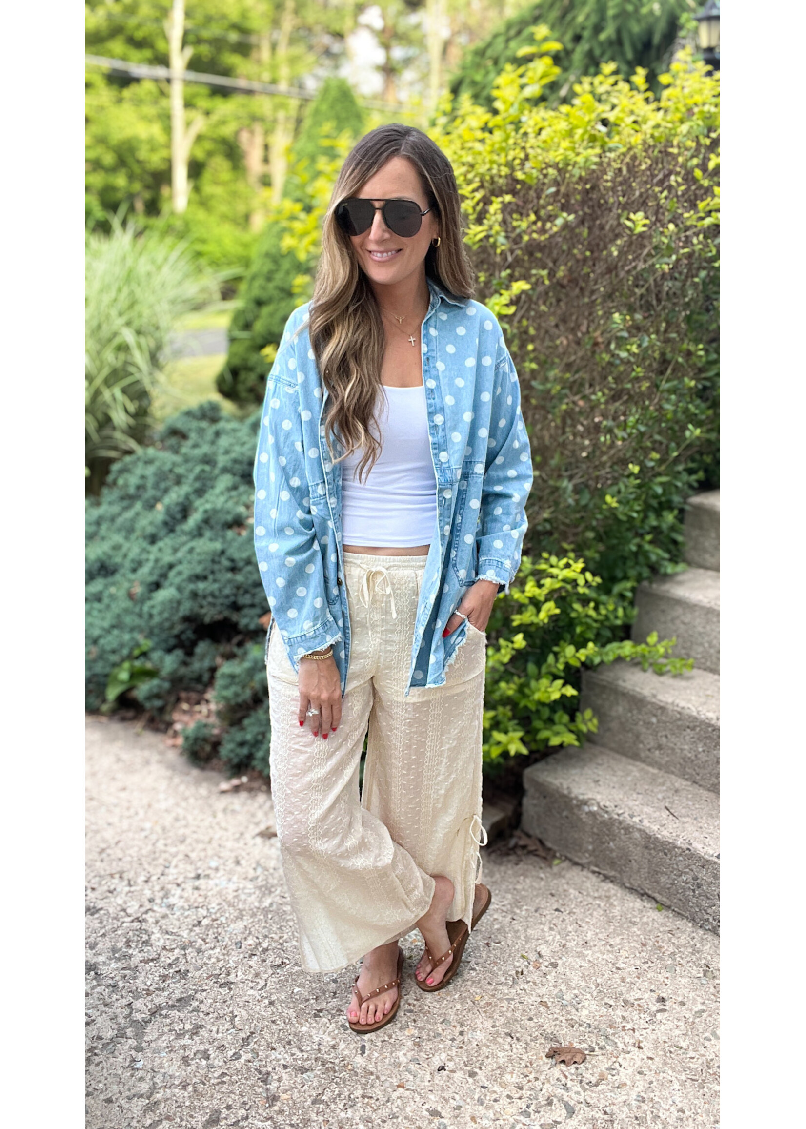 Polka Dot Chambray Jacket