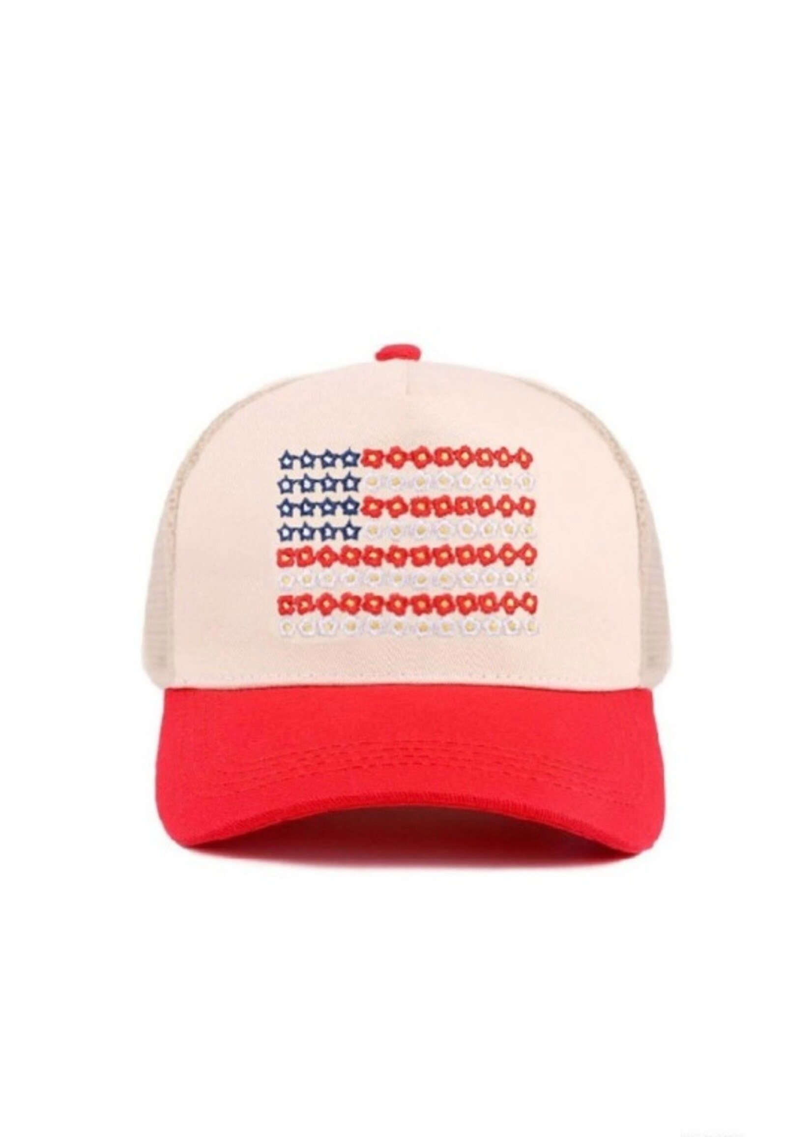 Floral Star American Flag Hat