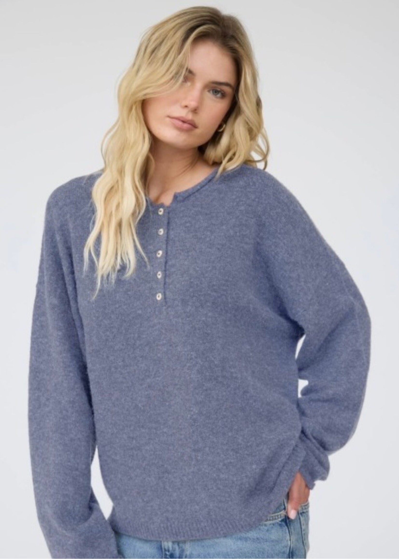 Drew Rolled Edge Henley Sweater