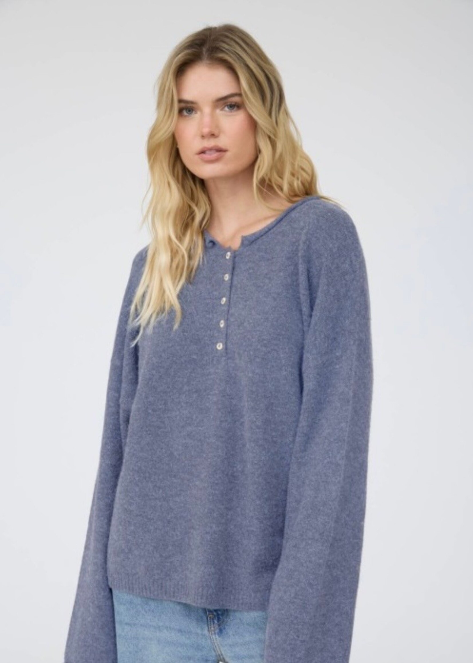 Drew Rolled Edge Henley Sweater