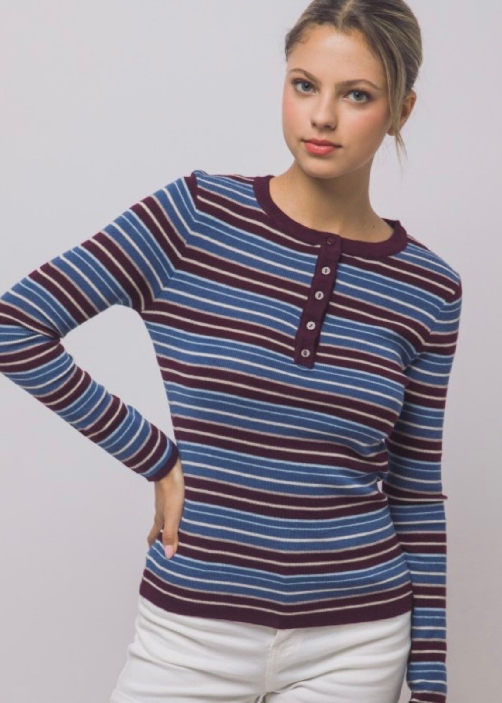 Hallie Striped Henley Top
