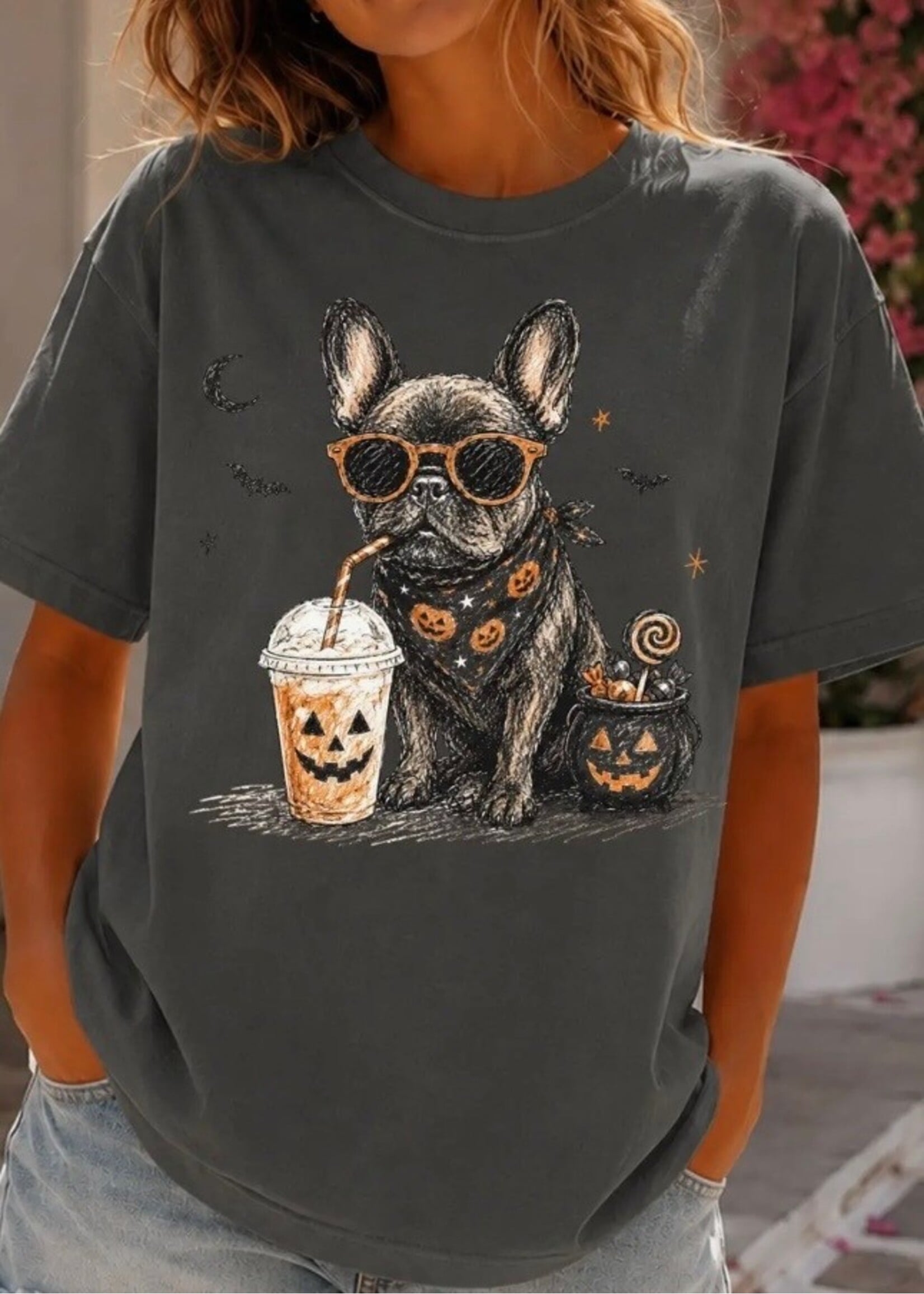 Frenchie Halloween Iced Coffee Tee