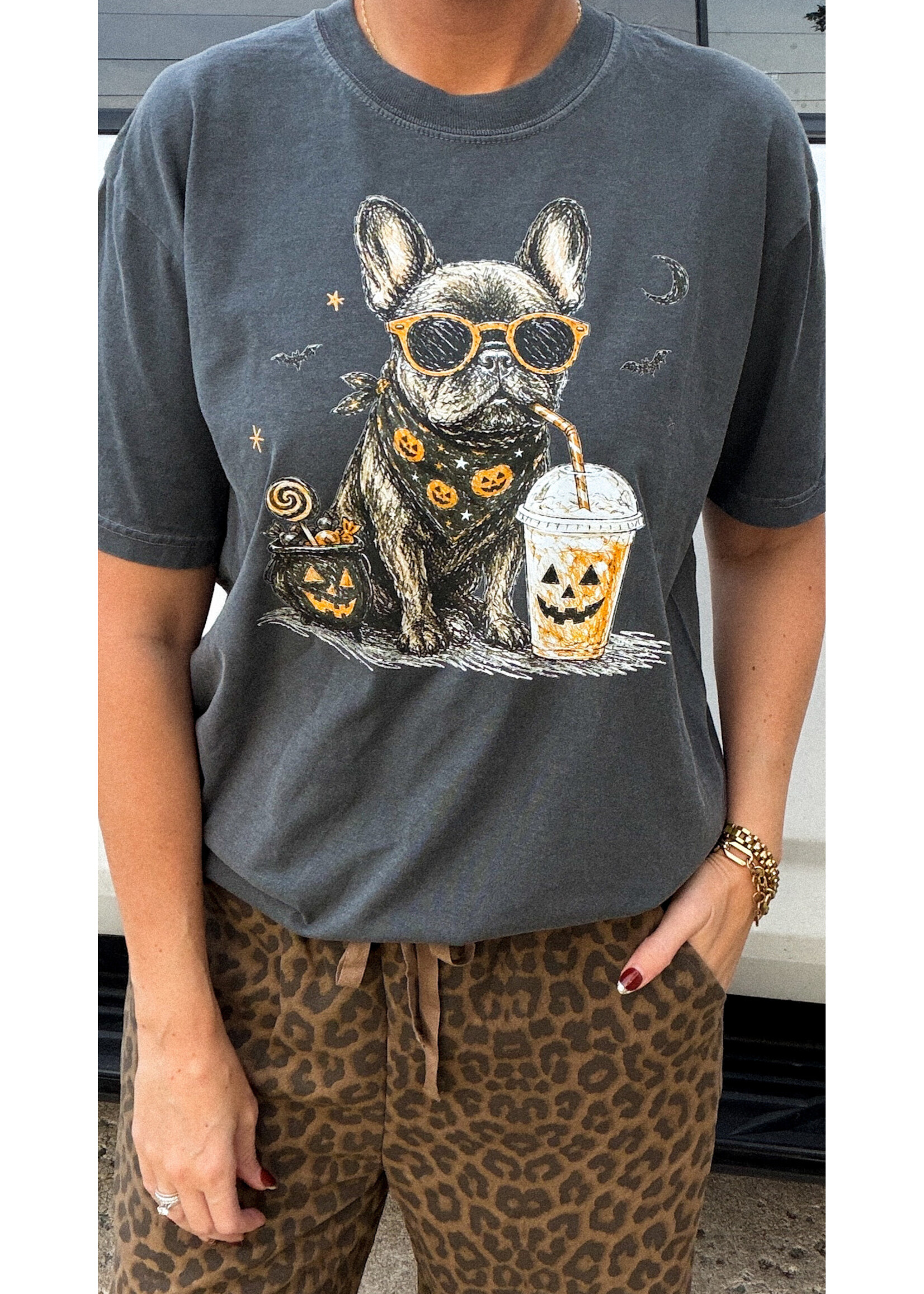 Frenchie Halloween Iced Coffee Tee
