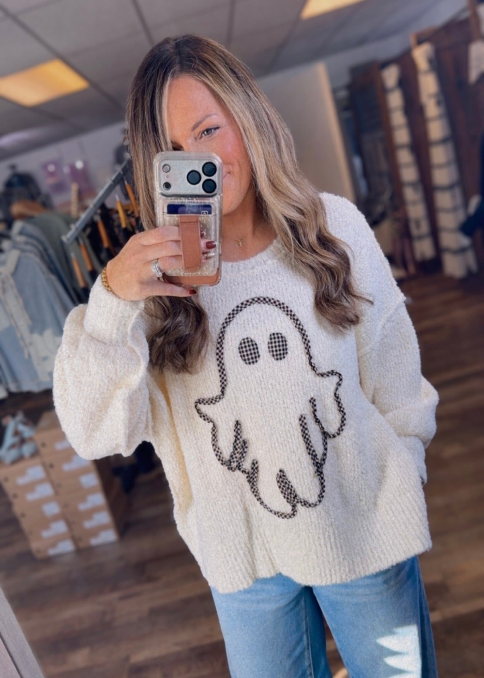 Gingham Ghost Oversized Sweater