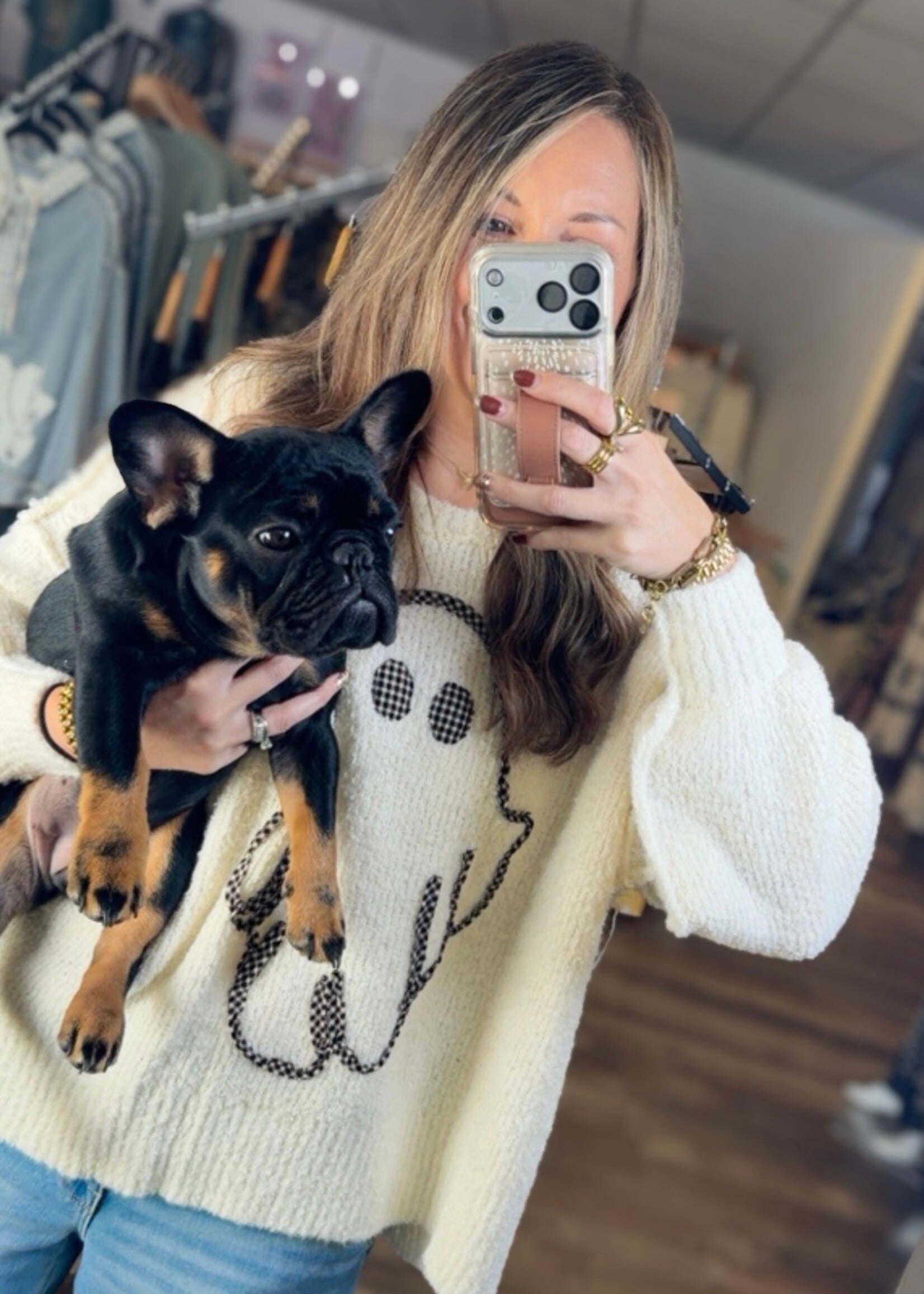 Gingham Ghost Oversized Sweater
