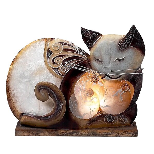  Zappobz - Capiz & Metal Night Light / Sleeping Cat