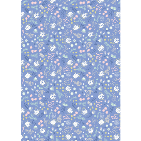 Lewis & Irene - A310.3 / Magical flowers / dusky blue /  Glow in the dark