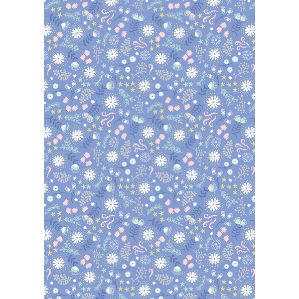  Lewis & Irene - A310.3 / Magical flowers / dusky blue /  Glow in the dark