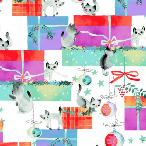 Clothworks - Purrfect Christmas / Kitten Presents / Y2714-1